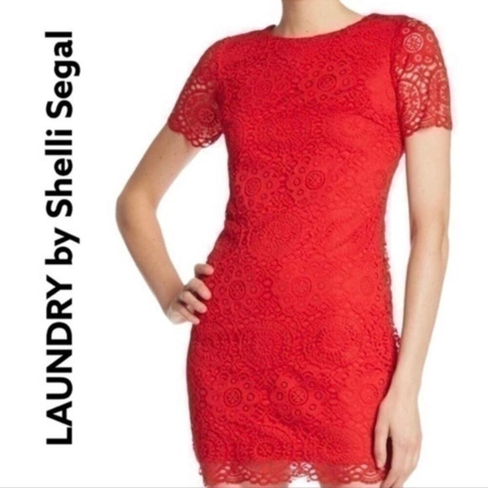 Laundry by Shelli Segal Red Lace Dress Women’s size 6 Medium NWOT